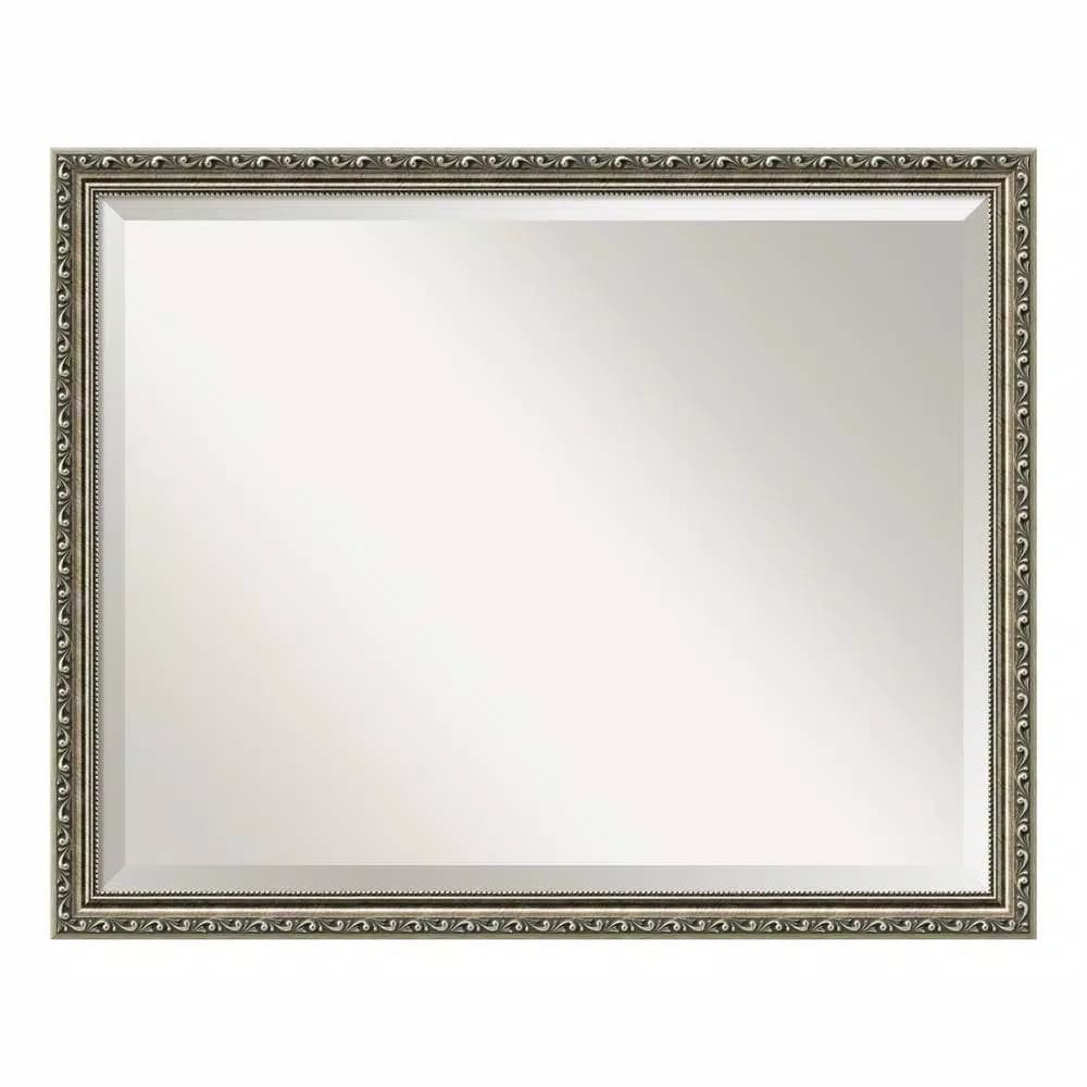 Amanti Art Parisian 30.5 in. W x 24.5 in. H Framed Rectangular Bathroom Vanity Mirror, Silver