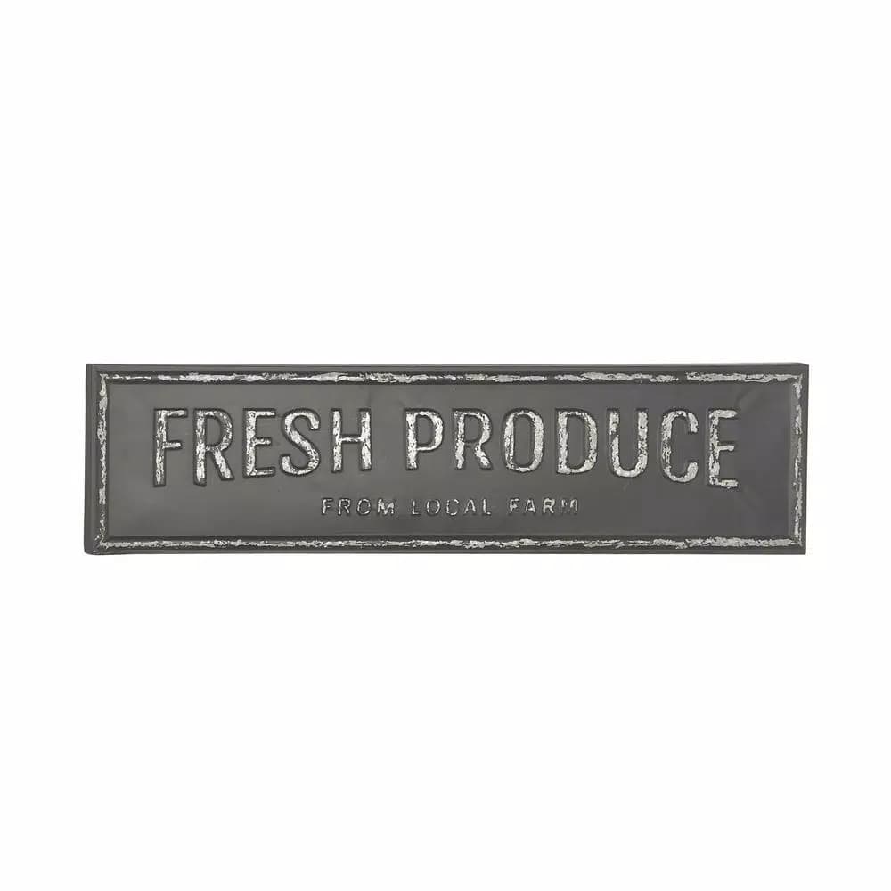 LITTON LANE Fresh Produce From Local Farm Iron Decorative Sign - Rustic Farmhouse Wall Decor