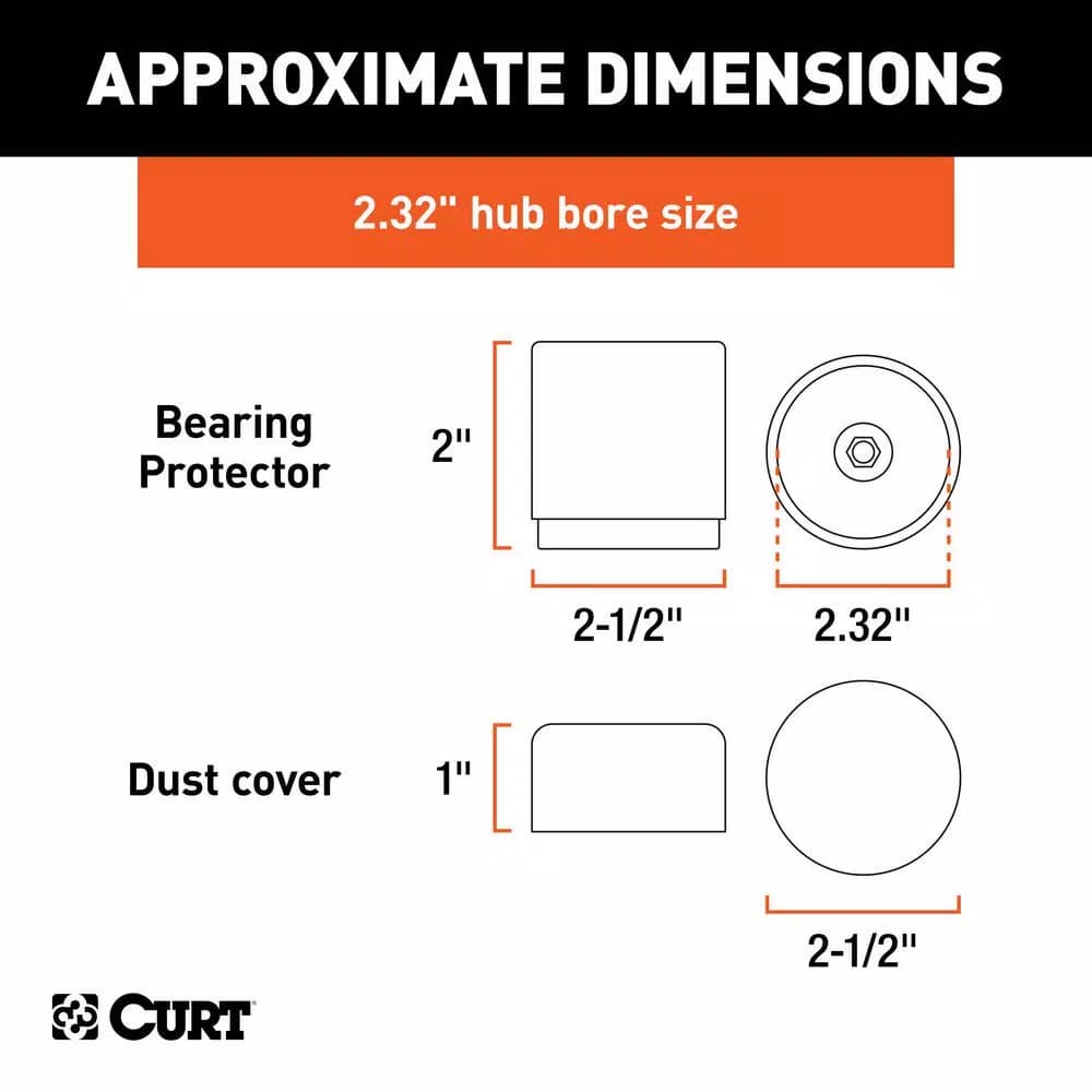 CURT 2.32" Bearing Protectors & Covers, 2-Pack