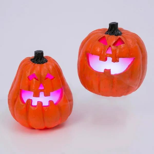 Gerson 9.25 in. Electric Smoking Jack-O-Lanterns with Color Changing LED Effect, Set of 2