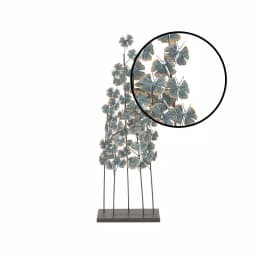 LITTON LANE Iron Metal Turquoise Ginkgo Leaves Sculpture with Gold Outline and Rectangular Base thumbnail 4