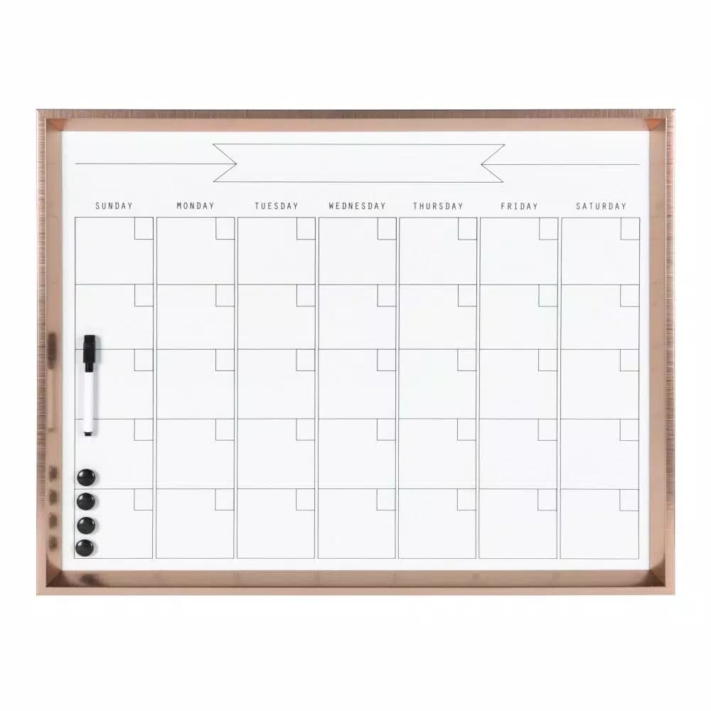 DesignOvation Calter Modern Magnetic Dry Erase Monthly Calendar Wall Organizer with Frame