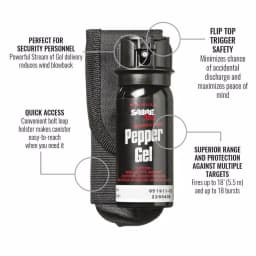 Sabre Tactical Pepper Gel with Flip Top Cap and Belt Holster thumbnail 2