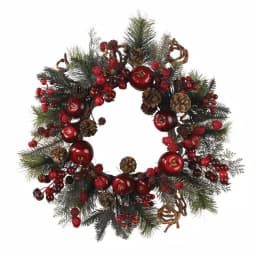 Nearly Natural 22in. Artificial Apple Berry Wreath with Pine Cones and Lush Greenery thumbnail 1