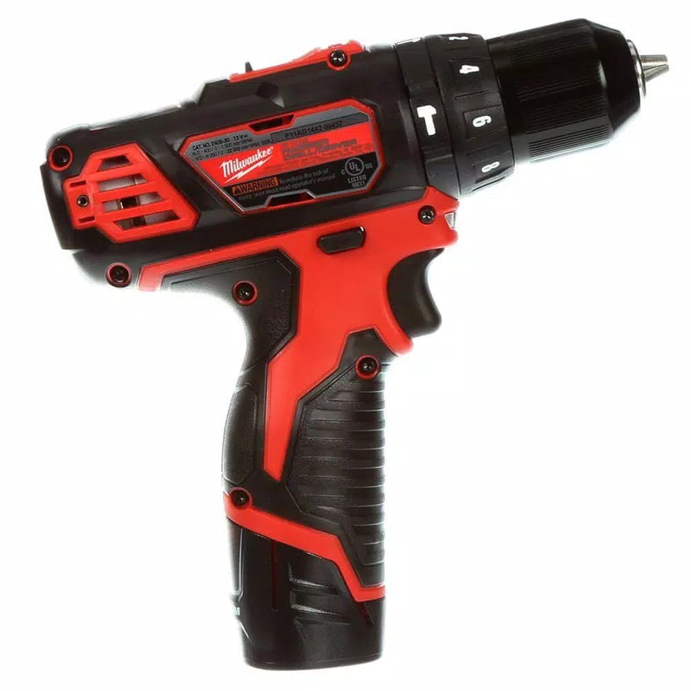Milwaukee M12 12V Lithium-Ion Cordless 3/8 in. Hammer Drill/Driver Kit with Two 1.5 Ah Batteries and Hard Case