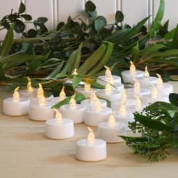 LUMABASE Amber LED Tea Light Candles - Battery Operated Flickering Flameless Set (24-Count) thumbnail 4