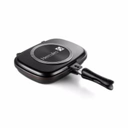 Hercules 13 in. Cast Aluminum Nonstick Double-Sided Skillet with Magnetic Lock - Black thumbnail 1