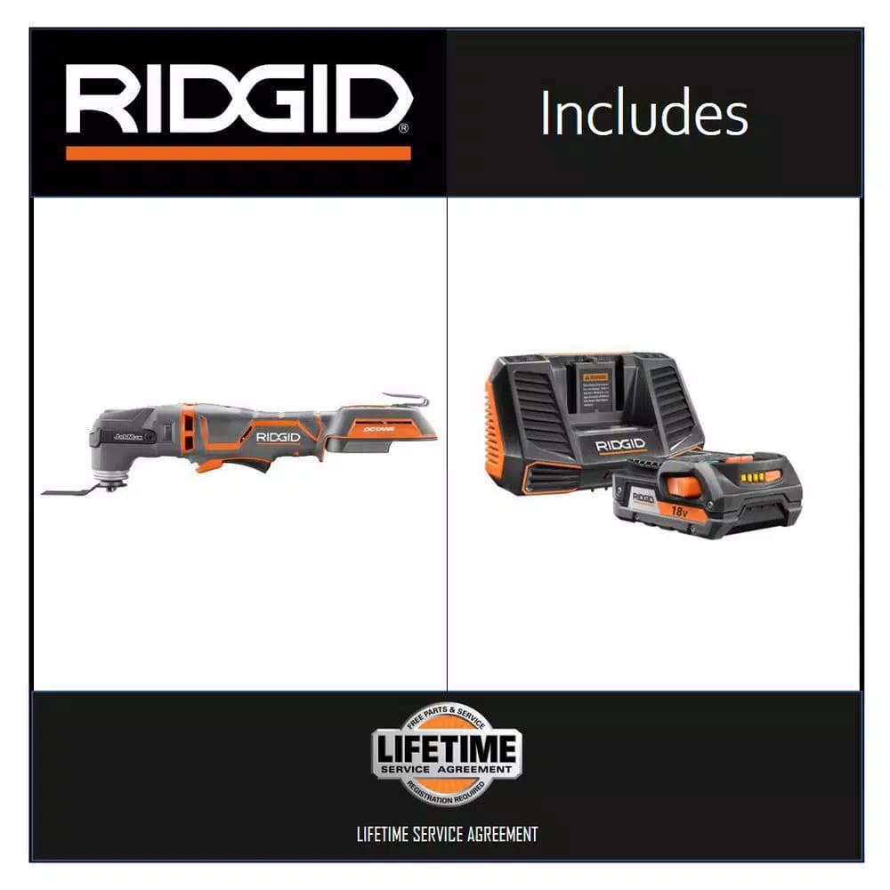 RIDGID 18V OCTANE JobMax Brushless Multi-Tool Kit with 2.0 Ah Battery and Charger