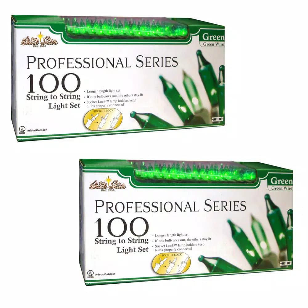 Unbranded Brite Star Professional Series 100-Light Green Mini String Lights (Set of 2)