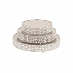 LITTON LANE Silver Iron Round Cake Stands with Crystal Bead Edge Detailing and Ball Feet, Set of 3 thumbnail 1