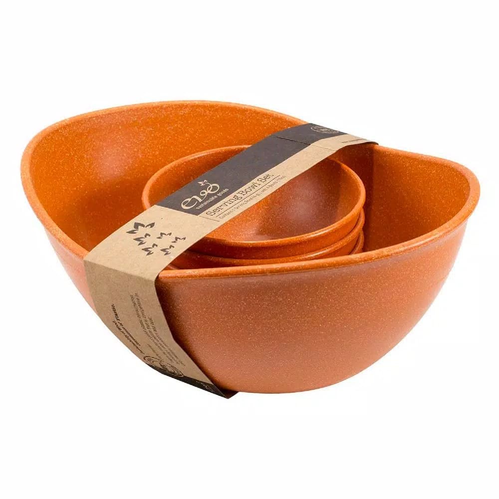 Unbranded EVO Sustainable Goods Orange Wood-Plastic Composite Serving Bowl Set, 5-Piece