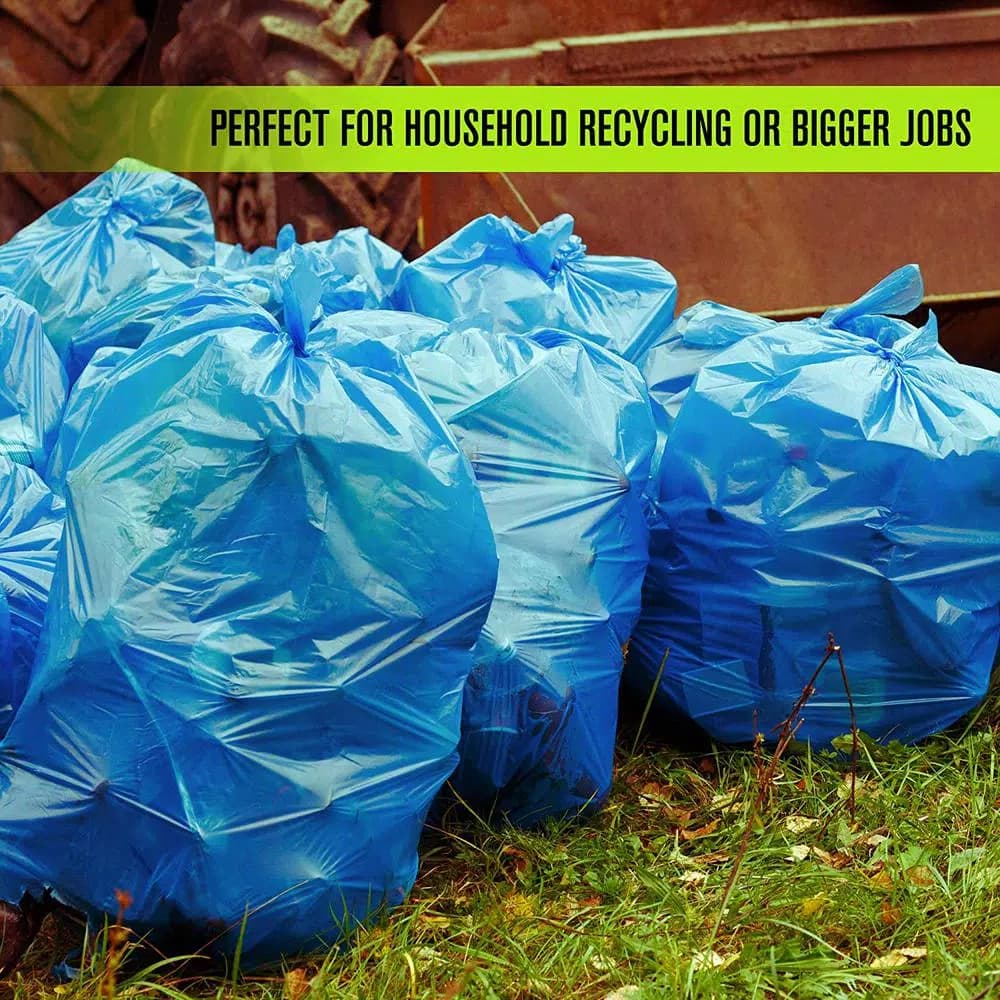 Unbranded 45 Gallon Blue Recycling Trash Bags, 0.95 Mil Thickness, 100-Count