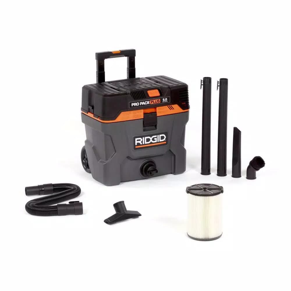 RIDGID 10 Gal. 5.0 Peak HP ProPack Plus Wet/Dry Shop Vacuum with Qwik Lock Filter
