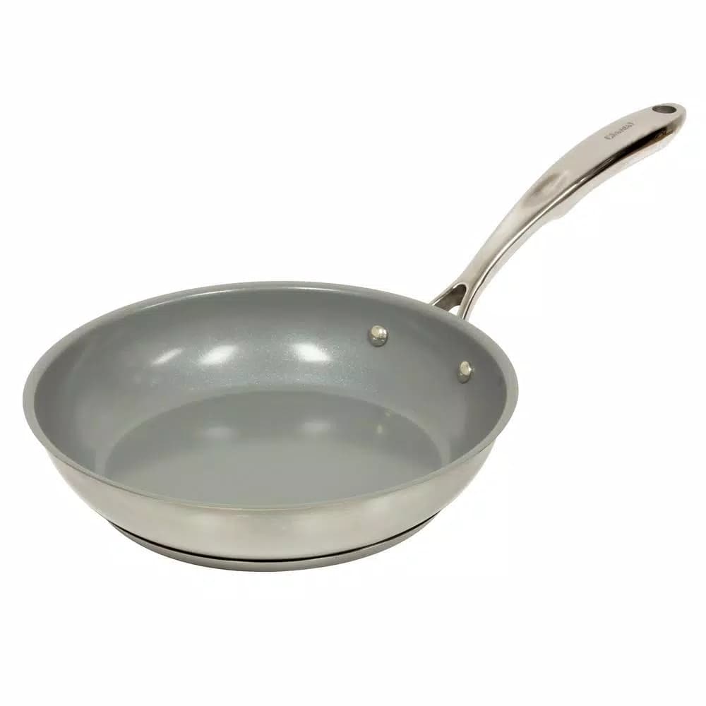 Chantal Induction 21 Steel 10 in. Stainless Steel Ceramic Nonstick Frying Pan, Brushed Stainless Steel