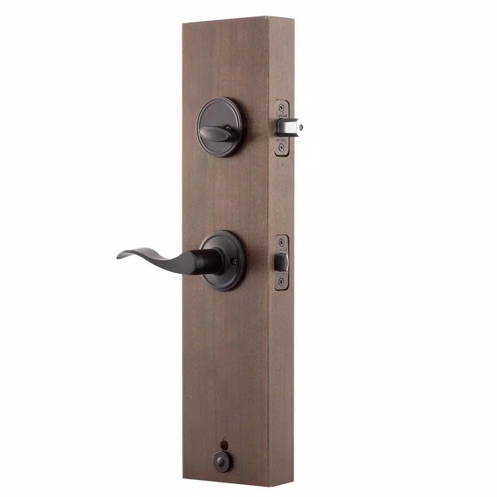 Copper Creek Heritage Black Door Handleset with Waverlie Lever Trim