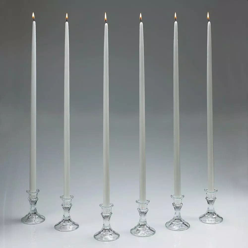 Light In The Dark Shop A Candle 24 in. White Taper Candles, Set of 12 - Dripless & Clean Burning