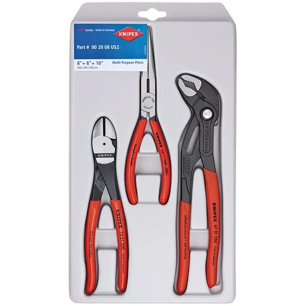 KNIPEX 3-Piece Pliers Set with Cobra Water Pump Pliers