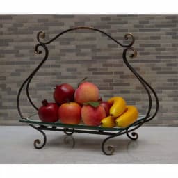 LITTON LANE 20 in. x 17 in. New Traditional Iron and Glass Cartouche Plate Server thumbnail 1