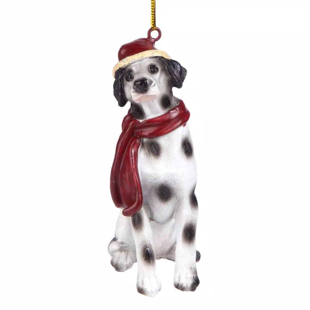 Design Toscano Dalmatian Dog Holiday Ornament Sculpture with Santa Hat and Scarf