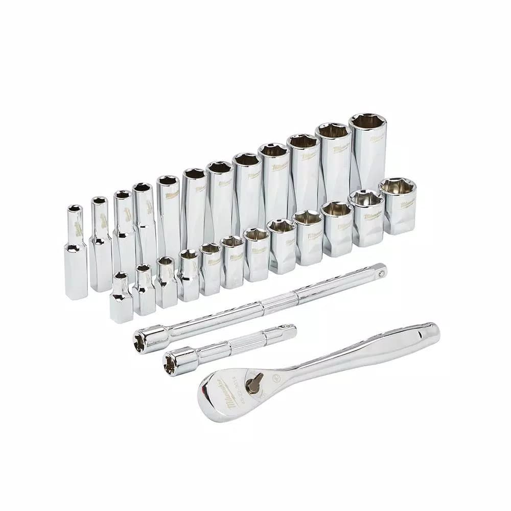 Milwaukee 28-Piece 1/4 in. Drive Metric Ratchet and Socket Set