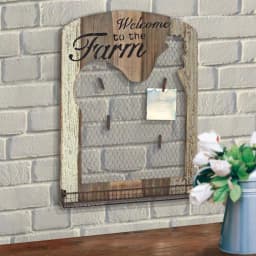 Stonebriar Collection 18 in. x 24 in. Brown Wooden Rooster Wall Decor with Metal Mesh Message Board thumbnail 1