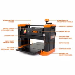WEN 12.5 in. Benchtop Thickness Planer with Granite Table, 15 Amp Corded Power Tool thumbnail 7