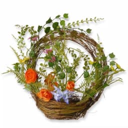 National Tree Company 16 in. Spring Wreath with Woven Branch Twig Half Basket and Mixed Flowers thumbnail 1