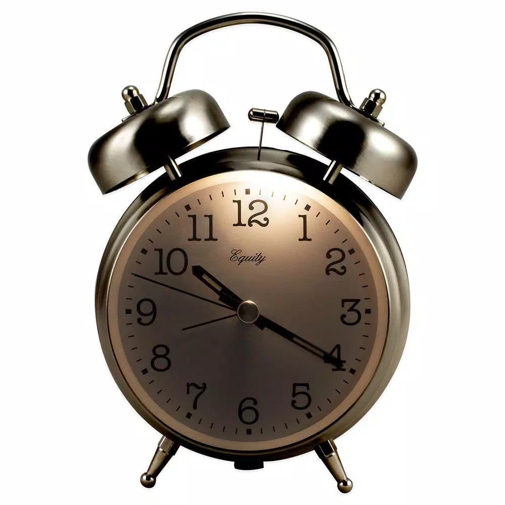 Equity by La Crosse Chrome Metal Twin Bell Analog Quartz Alarm Table Clock with Backlight