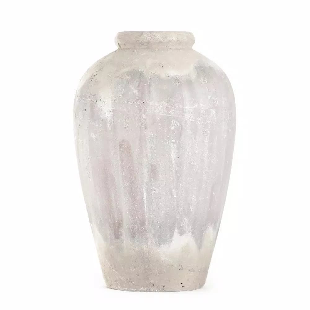 Zentique Terracotta Olive Brown Large Decorative Ceramic Vase - Distressed Italian Design