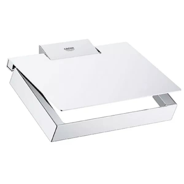 GROHE Selection Cube Wall-Mount Toilet Paper Holder with Cover, StarLight Chrome