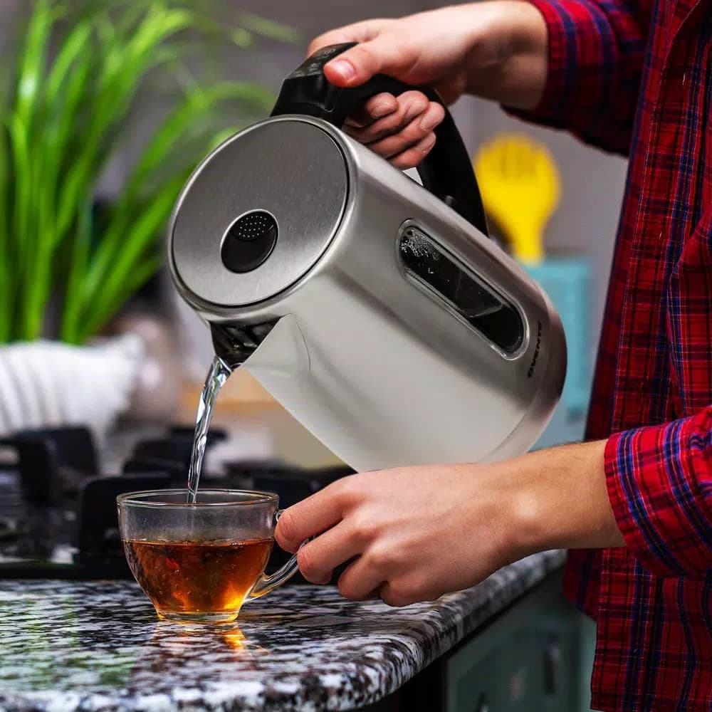 Ovente KS58 1.7L Stainless Steel Electric Kettle with Touch Screen Control Panel