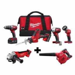 Milwaukee M18 18V Lithium-Ion Cordless 4-Tool Combo Kit with Grinder and Blower thumbnail 1