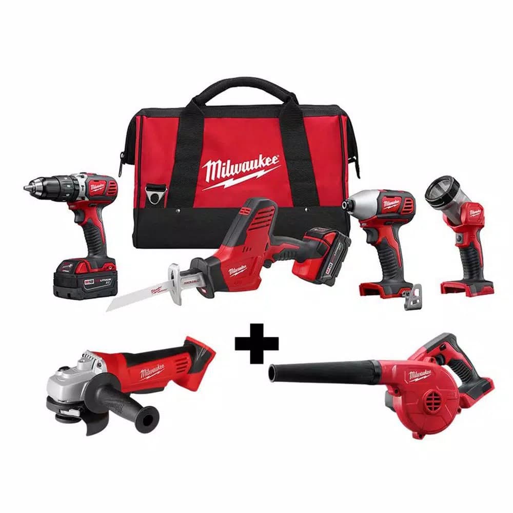 Milwaukee M18 18V Lithium-Ion Cordless 4-Tool Combo Kit with Grinder and Blower
