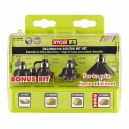 RYOBI 4-Piece Decorative Router Bit Set with Carbide Tipped Edges thumbnail 1