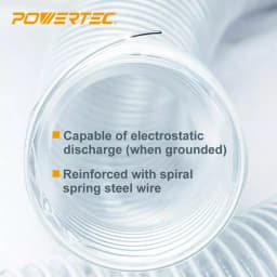 POWERTEC 4 in. x 10 ft. Flexible PVC Dust Collection Hose with 2 Stainless Steel Key Clamps, Clear thumbnail 6