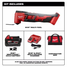 Milwaukee M18 18V Lithium-Ion Cordless Oscillating Multi-Tool Kit with (2) 3.0Ah Batteries, Charger, and Accessories thumbnail 2