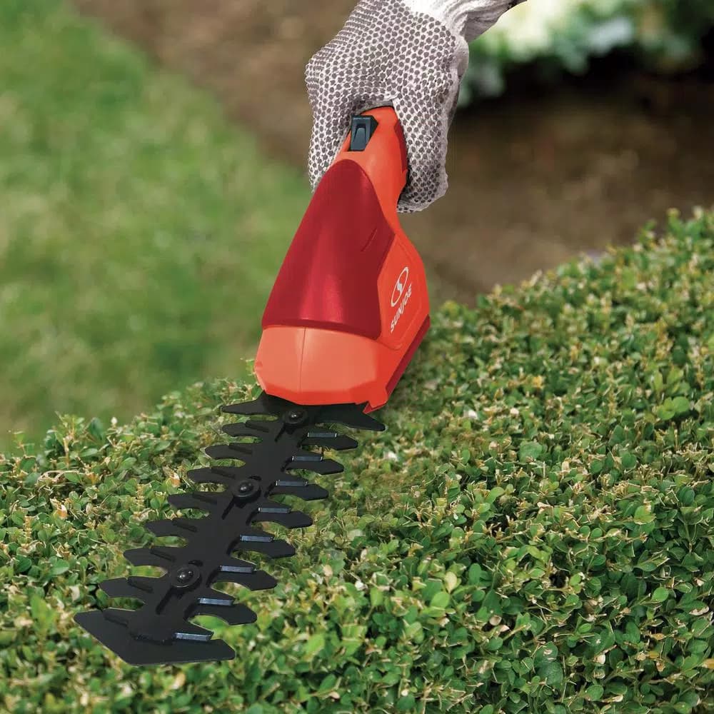Sun Joe HJ604C 2-in-1 Cordless 7.2V Grass Shear and Hedge Trimmer, Red