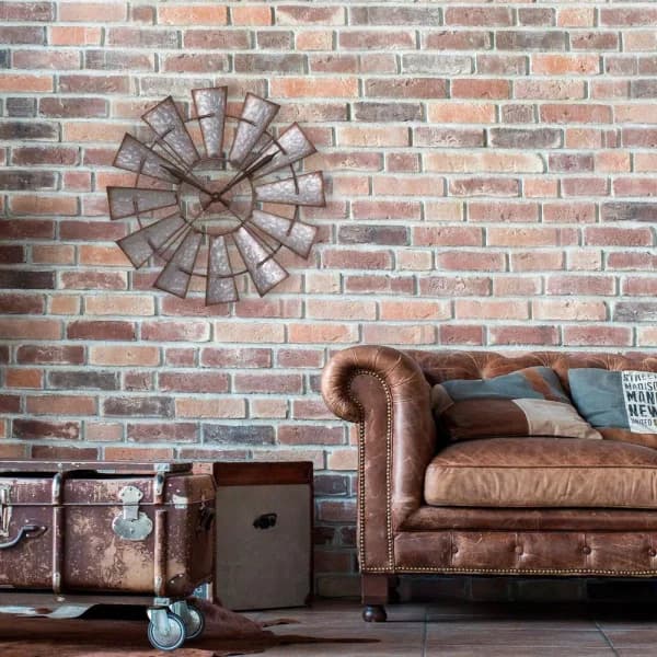 La Crosse Clock 22 in. Metal Windmill Quartz Wall Clock - Rustic Farmhouse Decor