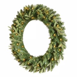 Home Accents Holiday 30 in. Mayfield Pre-Lit LED Artificial Balsam Fir Christmas Wreath with 35 Warm White Micro Dot Lights thumbnail 4