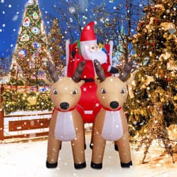 JOYDECOR 5 ft. Santa Claus on Sleigh with 2 Reindeer Christmas Inflatable Outdoor Decoration with LED Lights thumbnail 10