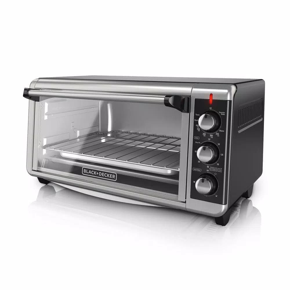 BLACK+DECKER 1500W 8-Slice Stainless Steel Convection Toaster Oven with Broiler