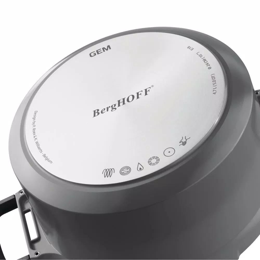 BergHOFF GEM Stay Cool 1 qt. Cast Aluminum Nonstick Casserole Dish with Glass Lid, Gray