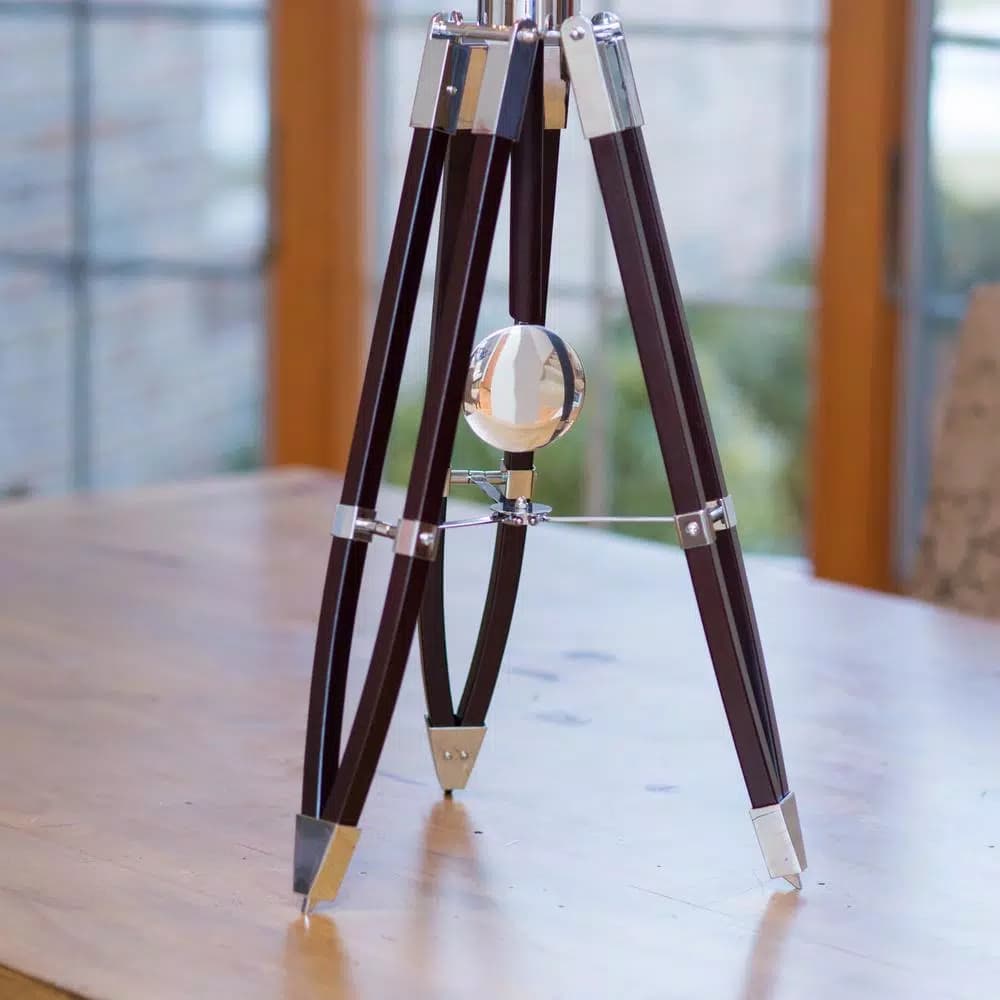 FirsTime 28 in. Tripod Pendulum Tabletop Analog Clock - Chrome and Espresso