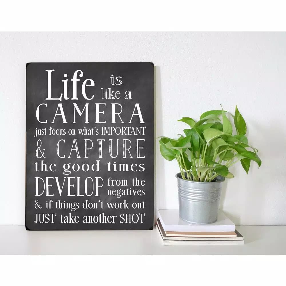 Unbranded Nancy Anderson "Life Is Like A Camera" 9 x 12 in. Wood Wall Art Sign