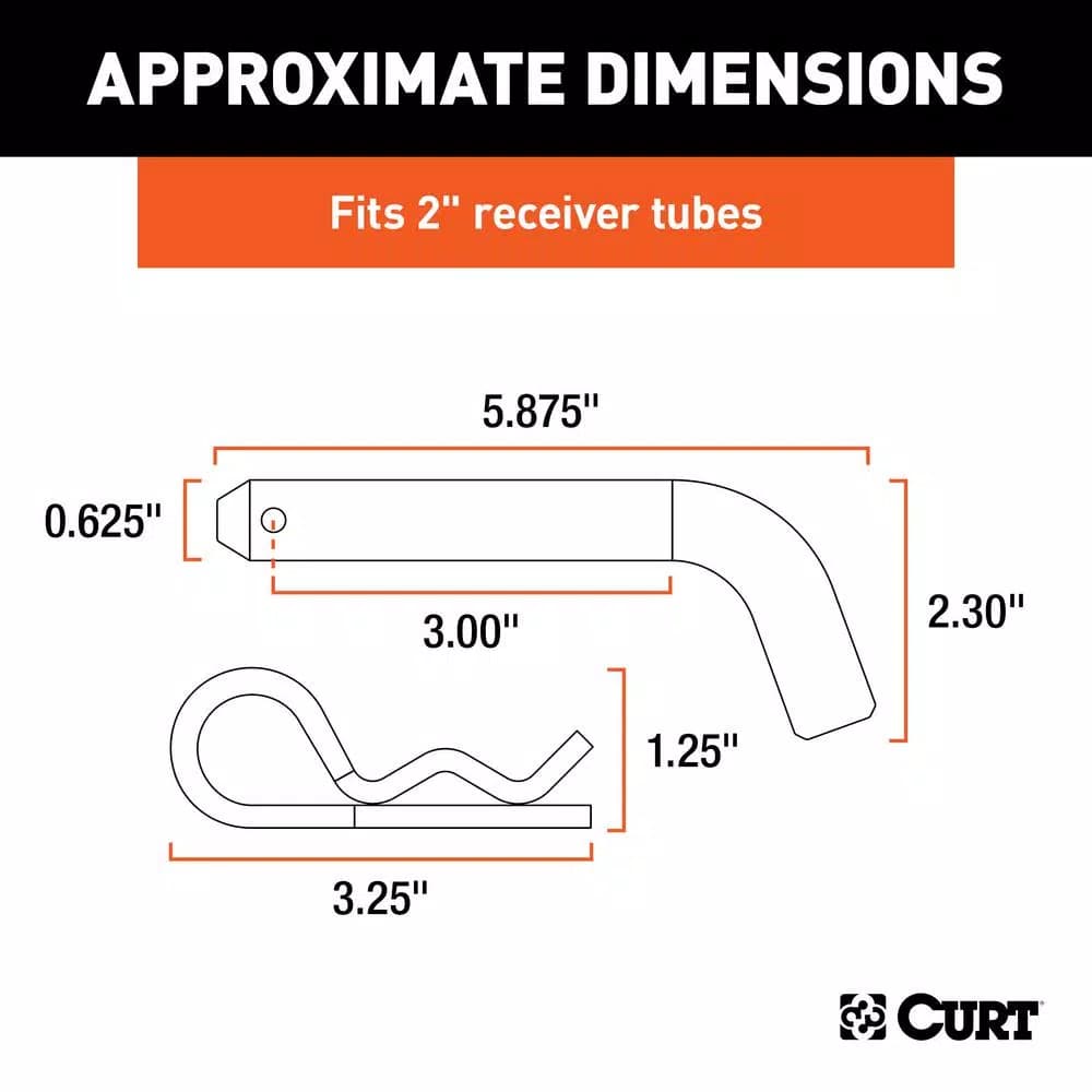 CURT 5/8 in. Hitch Pin for 2 in. Receiver, Black Zinc Finish