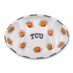 Magnolia Lane TCU Ceramic Football Tailgating Serving Platter, 3-Section Divided Oval Tray thumbnail 1