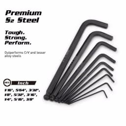 Capri Tools S2 Steel SAE Long Arm Ballpoint Hex Key Wrench Set, 9-Piece thumbnail 2