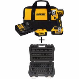 DEWALT 20V MAX XR Brushless 3/8 in. Compact Impact Wrench Kit with (2) 4.0 Ah Batteries & Socket Set thumbnail 1