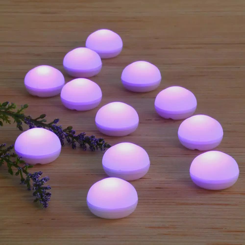LUMABASE Purple Floating Blimp LED Lights, Waterproof Battery Operated Decorative Lights (12-Count)