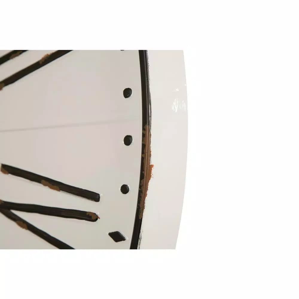 Glitzhome 31.5 in. Oversized Farmhouse Metal Enamel Wall Clock - Antique White